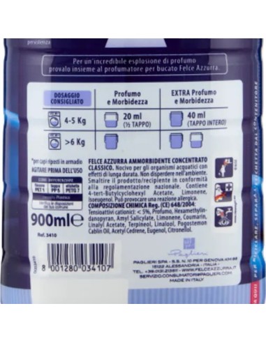 felce azzurra ammorbidente concentrato 45 lavaggi 900ml - classico: tuttocasashop.it: prodotti per bucato e tessuti