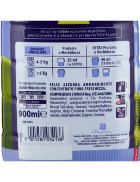 felce azzurra ammorbidente concentrato 45 lavaggi 900ml - pura freschezza: tuttocasashop.it: prodotti per bucato e tessuti