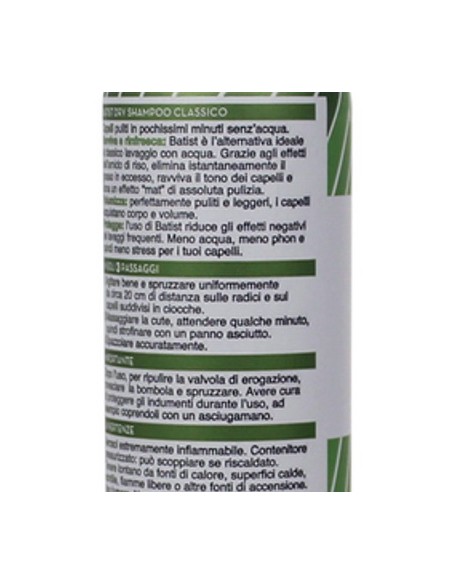 batist shampoo a secco spray - 75ml - formato mini da viaggio - travel size: tuttocasashop.it: igiene e cura della persona