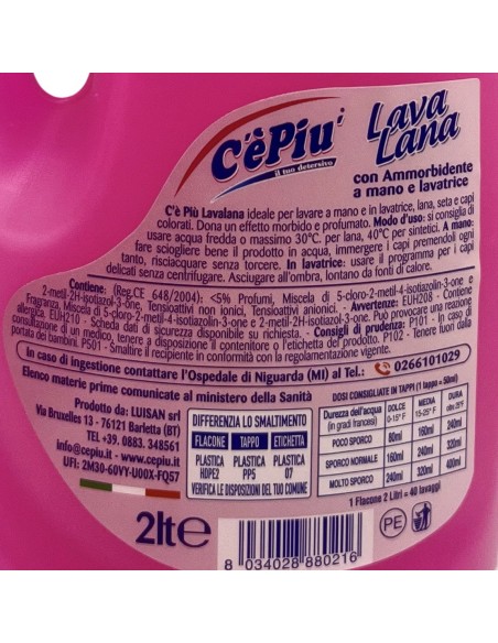 ce' piu' lavalana - 2 litri - detersivo per lana e capi delicati: tuttocasashop.it: prodotti per bucato e tessuti