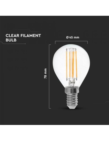 v-tac lampadina con filamento led - sfera - e14 6w 2700k - luce calda: tuttocasashop.it: altro - bazar