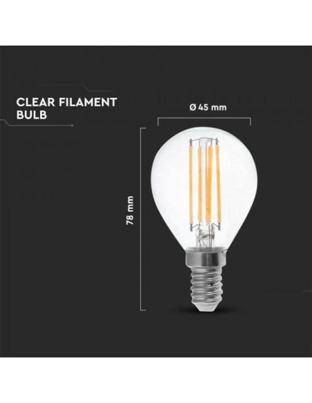 v-tac lampadina con filamento led - sfera - e14 6w 2700k - luce calda: tuttocasashop.it: altro - bazar