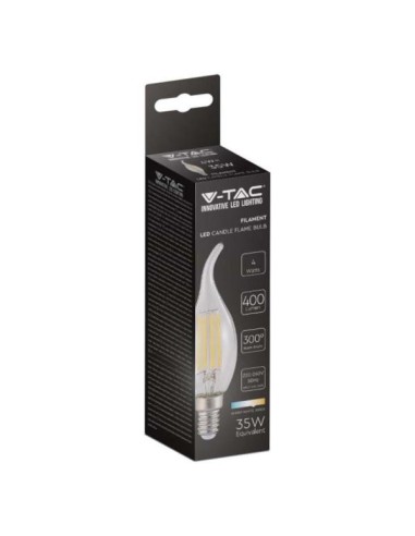 v-tac lampadina con filamento led - fiamma - e14 4w 2700k - luce calda: tuttocasashop.it: altro - bazar