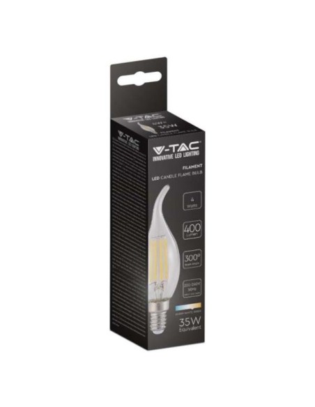 v-tac lampadina con filamento led - fiamma - e14 4w 2700k - luce calda: tuttocasashop.it: altro - bazar