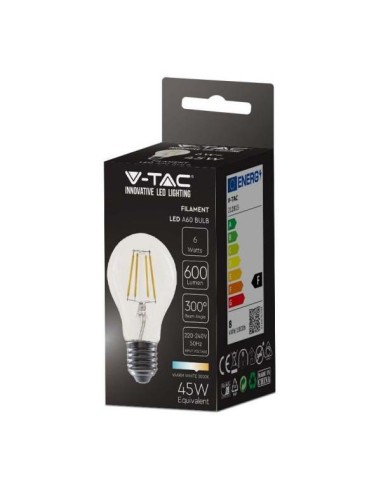 v-tac lampadina con filamento led - goccia - e27 6w 4000k - luce naturale: tuttocasashop.it: altro - bazar