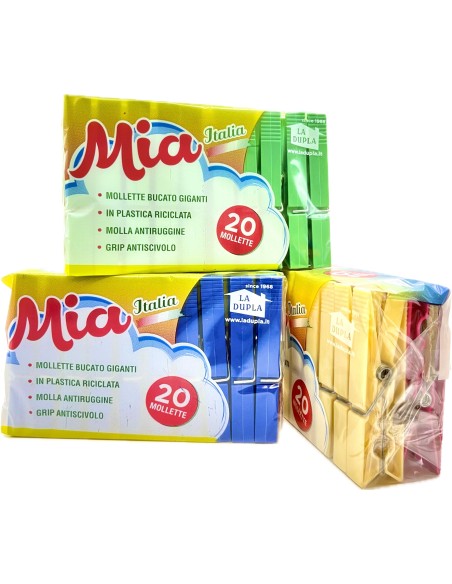mia la dupla 20 pinze stendi bucato in plastica - made in italy - colorate: tuttocasashop.it: prodotti per bucato e tessuti