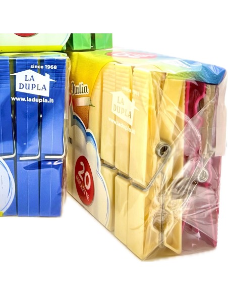 mia la dupla 20 pinze stendi bucato in plastica - made in italy - colorate: tuttocasashop.it: prodotti per bucato e tessuti
