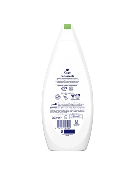 dove bagnodoccia - 750ml - rinfrescante - con cetriolo e te' verde: tuttocasashop.it: igiene e cura della persona