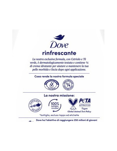 dove bagnodoccia - 750ml - rinfrescante - con cetriolo e te' verde: tuttocasashop.it: igiene e cura della persona