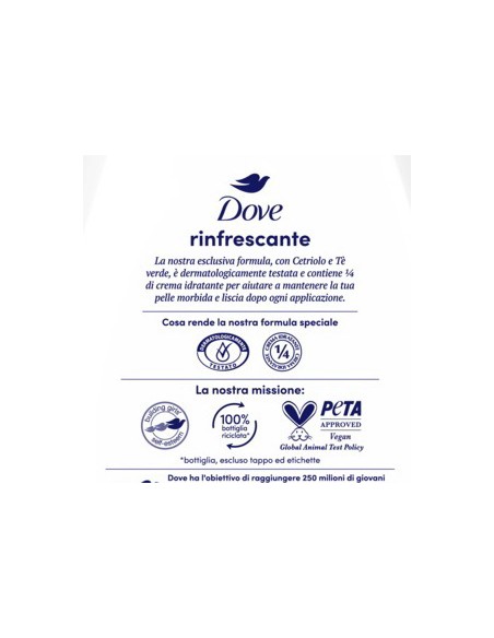 dove bagnodoccia - 750ml - rinfrescante - con cetriolo e te' verde: tuttocasashop.it: igiene e cura della persona