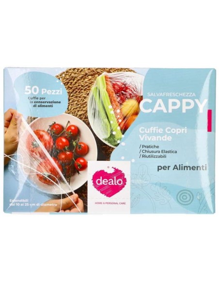 dealo cappy 50 cuffie copri vivande estendibili da 10 a 25 cm - per alimenti: tuttocasashop.it: carta & monouso