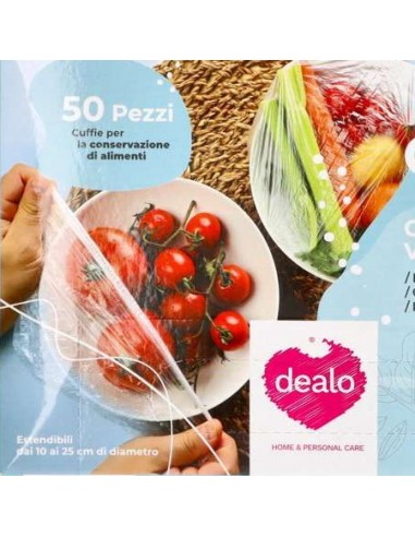 dealo cappy 50 cuffie copri vivande estendibili da 10 a 25 cm - per alimenti: tuttocasashop.it: carta & monouso
