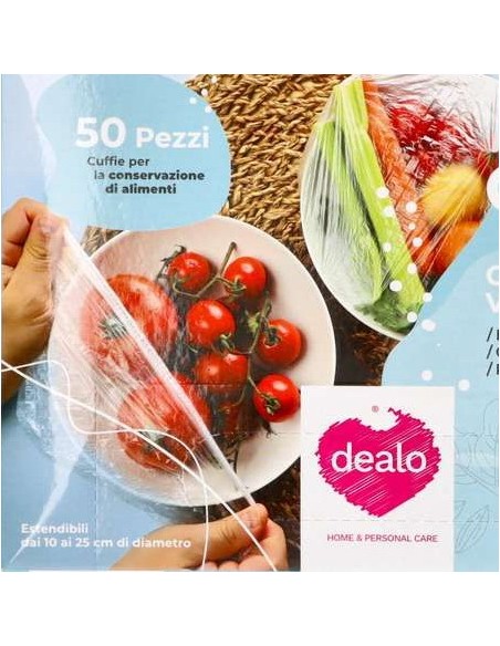 dealo cappy 50 cuffie copri vivande estendibili da 10 a 25 cm - per alimenti: tuttocasashop.it: carta & monouso
