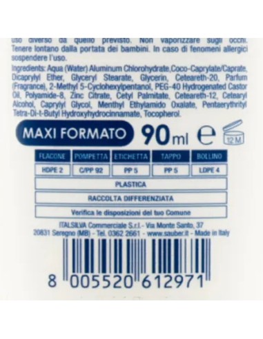 sauber deo care deodorante vapo - 90ml - deoactive invisible - 72h: tuttocasashop.it: igiene e cura della persona