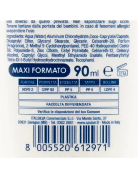sauber deo care deodorante vapo - 90ml - deoactive invisible - 72h: tuttocasashop.it: igiene e cura della persona