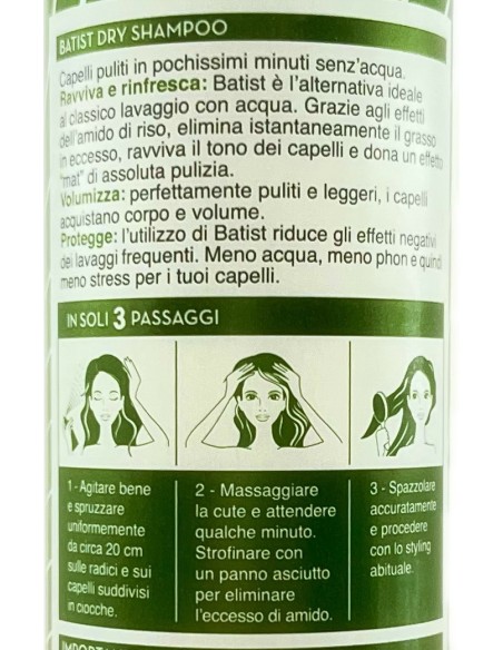 batist shampoo secco - dry shampoo - 200ml -in soli 3 minuti senz'acqua: tuttocasashop.it: igiene e cura della persona