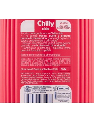 chilly detergente intimo 200ml - ciclo - igienizzante e riequilibrante: tuttocasashop.it: igiene e cura della persona