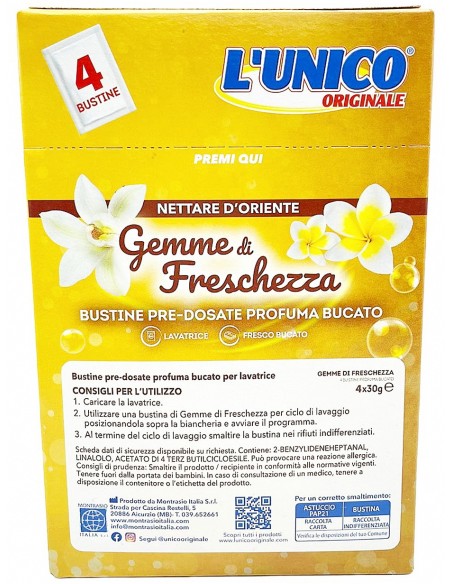 l'unico gemme di freschezza - 4 bustine profuma bucato - nettare d'oriente: tuttocasashop.it: prodotti per bucato e tessuti