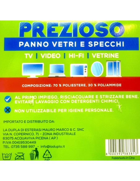 la dupla prezioso panno vetri e specchi - 38x38 cm: tuttocasashop.it: pulizia e cura della casa