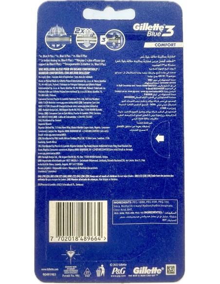 gillette blue 3 rasoi radi & getta trilama - 3 pezzi - comfort: tuttocasashop.it: igiene e cura della persona