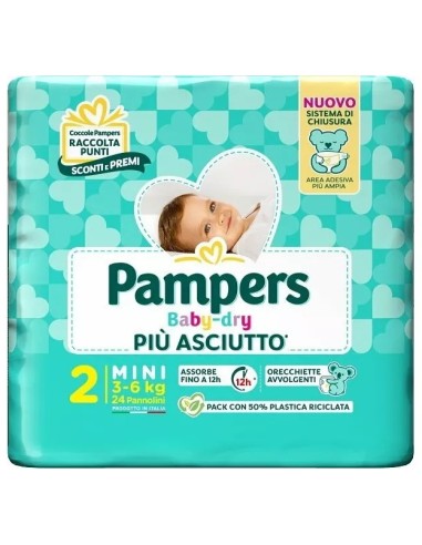 pampers pannolini baby-dry - taglia 2 mini 3-6kg - 24 pezzi: tuttocasashop.it: igiene e cura della persona
