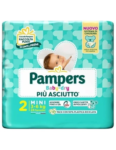 pampers pannolini baby-dry - taglia 2 mini 3-6kg - 24 pezzi: tuttocasashop.it: igiene e cura della persona