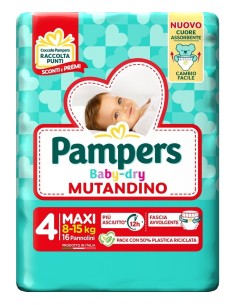 pampers baby dry mutandino - taglia 4 maxi 6-15kg - 16 pezzi: tuttocasashop.it: igiene e cura della persona