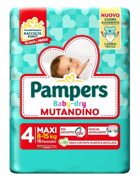 pampers baby dry mutandino - taglia 4 maxi 6-15kg - 16 pezzi: tuttocasashop.it: igiene e cura della persona