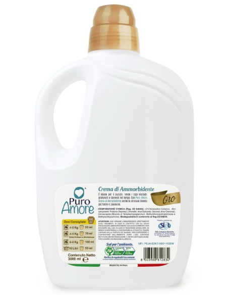puro amore ammorbidente concentrato - 60 lavaggi - 3 litri - oro: tuttocasashop.it: prodotti per bucato e tessuti
