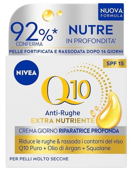nivea q10 anti-rughe extra nutriente crema giorno riparatrice - 50ml: tuttocasashop.it: igiene e cura della persona