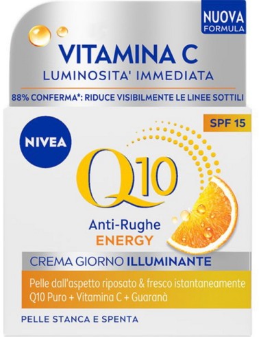 nivea q10 anti-rughe energy - crema giorno illuminante - 50ml - spf15: tuttocasashop.it: igiene e cura della persona