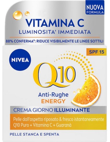 nivea q10 anti-rughe energy - crema giorno illuminante - 50ml - spf15: tuttocasashop.it: igiene e cura della persona