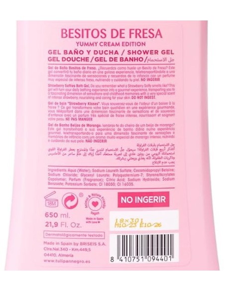 tulipan negro bagnoschiuma - 650ml - besitos de fresia - yummy cream edition: tuttocasashop.it: igiene e cura della persona
