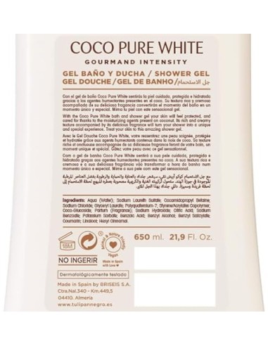 tulipan negro bagnoschiuma - 650ml - coco pure white - pelle extra morbida: tuttocasashop.it: igiene e cura della persona