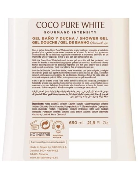 tulipan negro bagnoschiuma - 650ml - coco pure white - pelle extra morbida: tuttocasashop.it: igiene e cura della persona