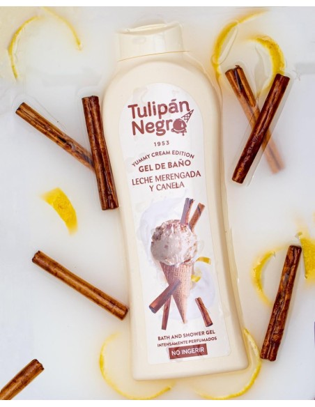 tulipan negro bagnoschiuma - 650ml - leche merengada y canela - yummy cream: tuttocasashop.it: igiene e cura della persona