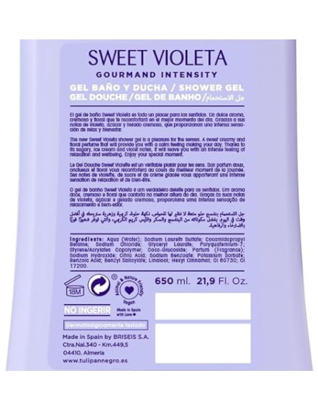 tulipan negro bagnoschiuma - 650ml - sweet violeta - gourmand intensity: tuttocasashop.it: igiene e cura della persona