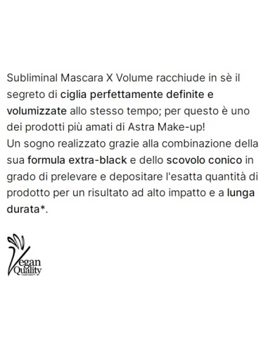 astra subliminal x-volume mascara nero - maxi volume - resistente all'acqua: tuttocasashop.it: igiene e cura della persona