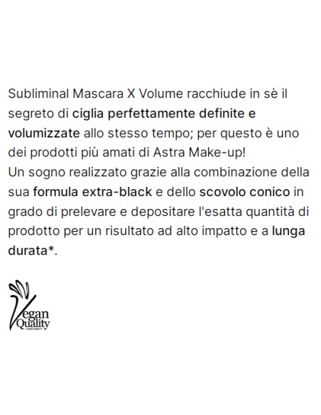 astra subliminal x-volume mascara nero - maxi volume - resistente all'acqua: tuttocasashop.it: igiene e cura della persona