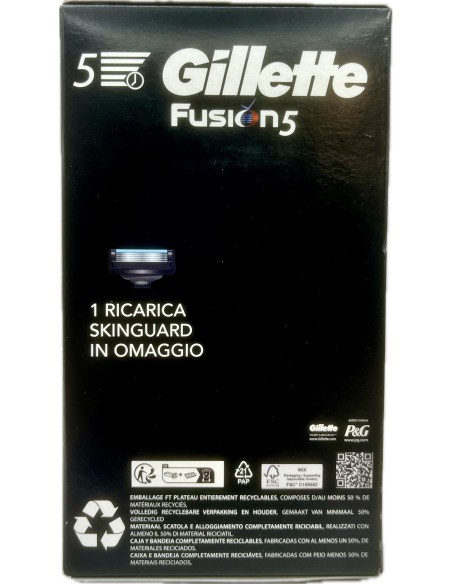 gillette fusion rasoio completo base + ricarica + 1 ricarica skinguard: tuttocasashop.it: igiene e cura della persona