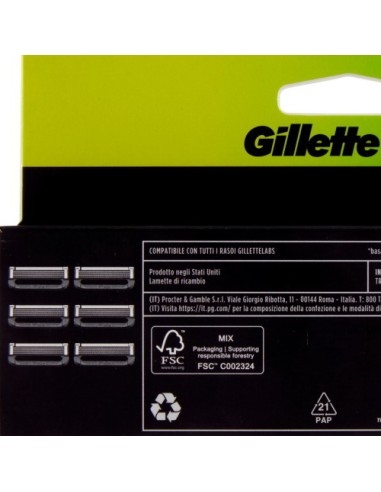 gillette labs 6 testine ricambio per rasoio gillette labs: tuttocasashop.it: igiene e cura della persona