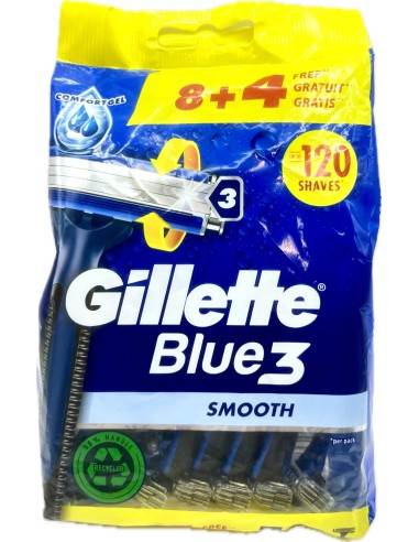 gillette blue 3 rasoi radi & getta trilama - 12 pezzi - smoth: tuttocasashop.it: igiene e cura della persona