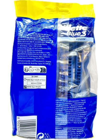 gillette blue 3 rasoi radi & getta trilama - 12 pezzi - smoth: tuttocasashop.it: igiene e cura della persona