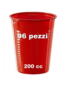elios 96 bicchieri in plastica monouso - formato 200cc - rossi: tuttocasashop.it: carta & monouso