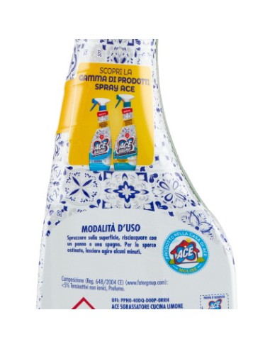 ace sgrassatore cucina spray 600ml - senza candeggina - zero aloni: tuttocasashop.it: pulizia e cura della casa