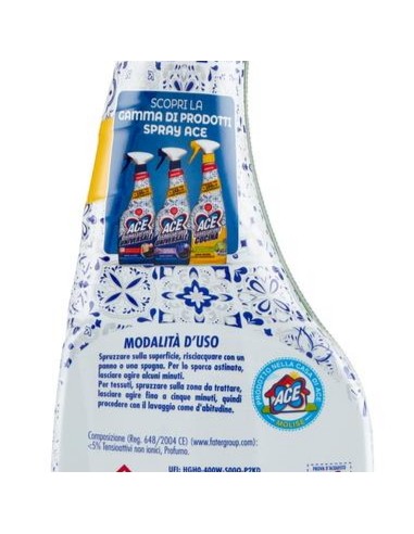 ace sgrassatore universale spray 600ml - senza candeggina - limone bergamott: tuttocasashop.it: pulizia e cura della casa