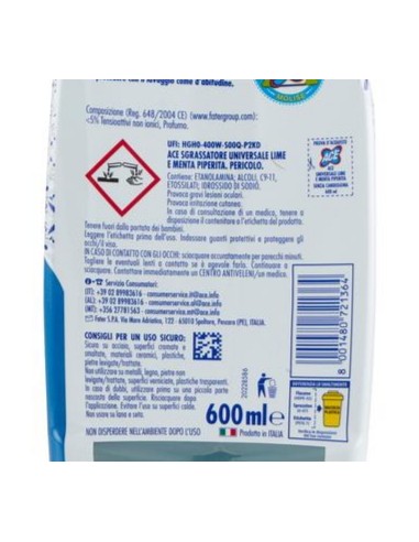ace sgrassatore universale spray 600ml - senza candeggina - limone bergamott: tuttocasashop.it: pulizia e cura della casa