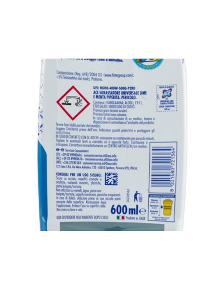 ace sgrassatore universale spray 600ml - senza candeggina - limone bergamott: tuttocasashop.it: pulizia e cura della casa