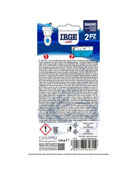 irge acqua azzurra wc - 2 pastiglie - deterge - anticalcare - lunga durata: tuttocasashop.it: pulizia e cura della casa