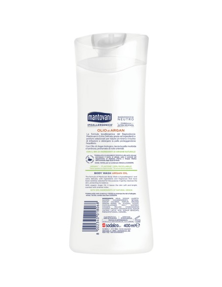 mantovani bagnoschiuma 400ml - neutro - olio di argan: tuttocasashop.it: igiene e cura della persona